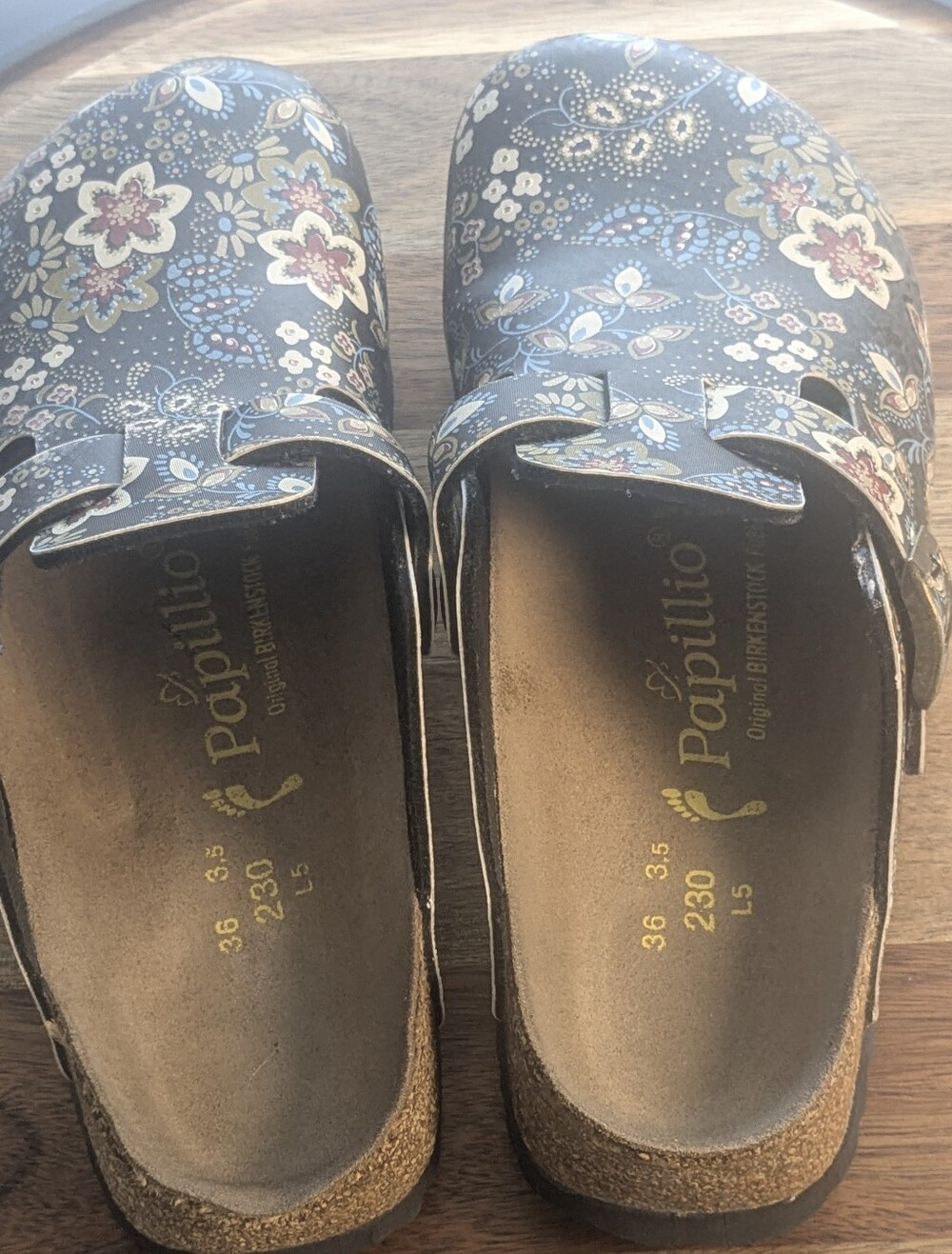 Papillio Birkenstock Floral Clogs EU 36 US 5 5.5 Black Boho Comfort Shoes - Picture 8 of 14